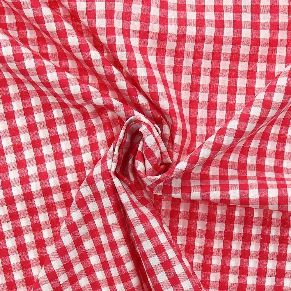 Cotton poplin fabric - Vichy Large tiles - Raspberry