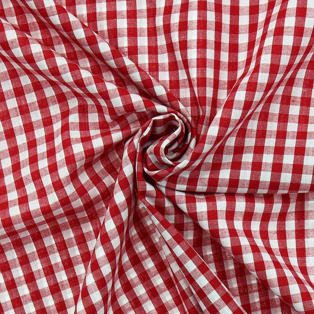 Cotton poplin fabric - Vichy Large tiles - Red