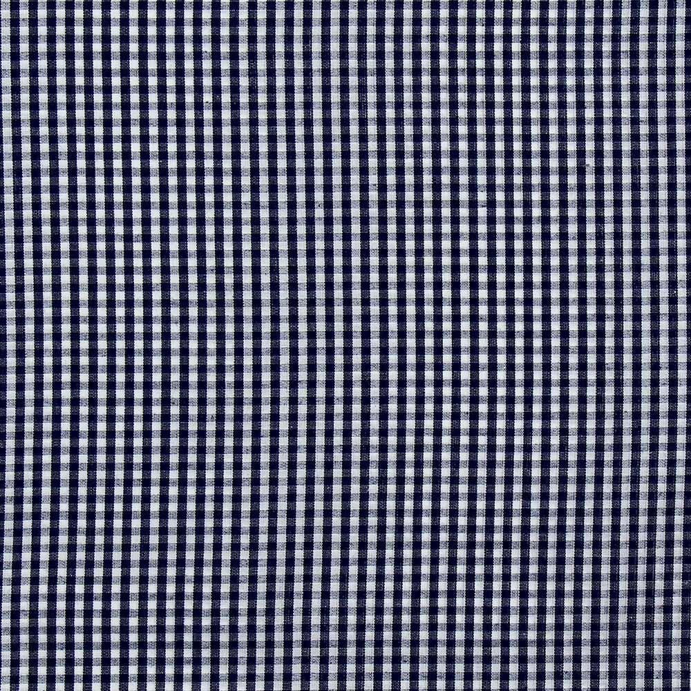 Tissu popeline de coton - Vichy petits carreaux - Bleu marine