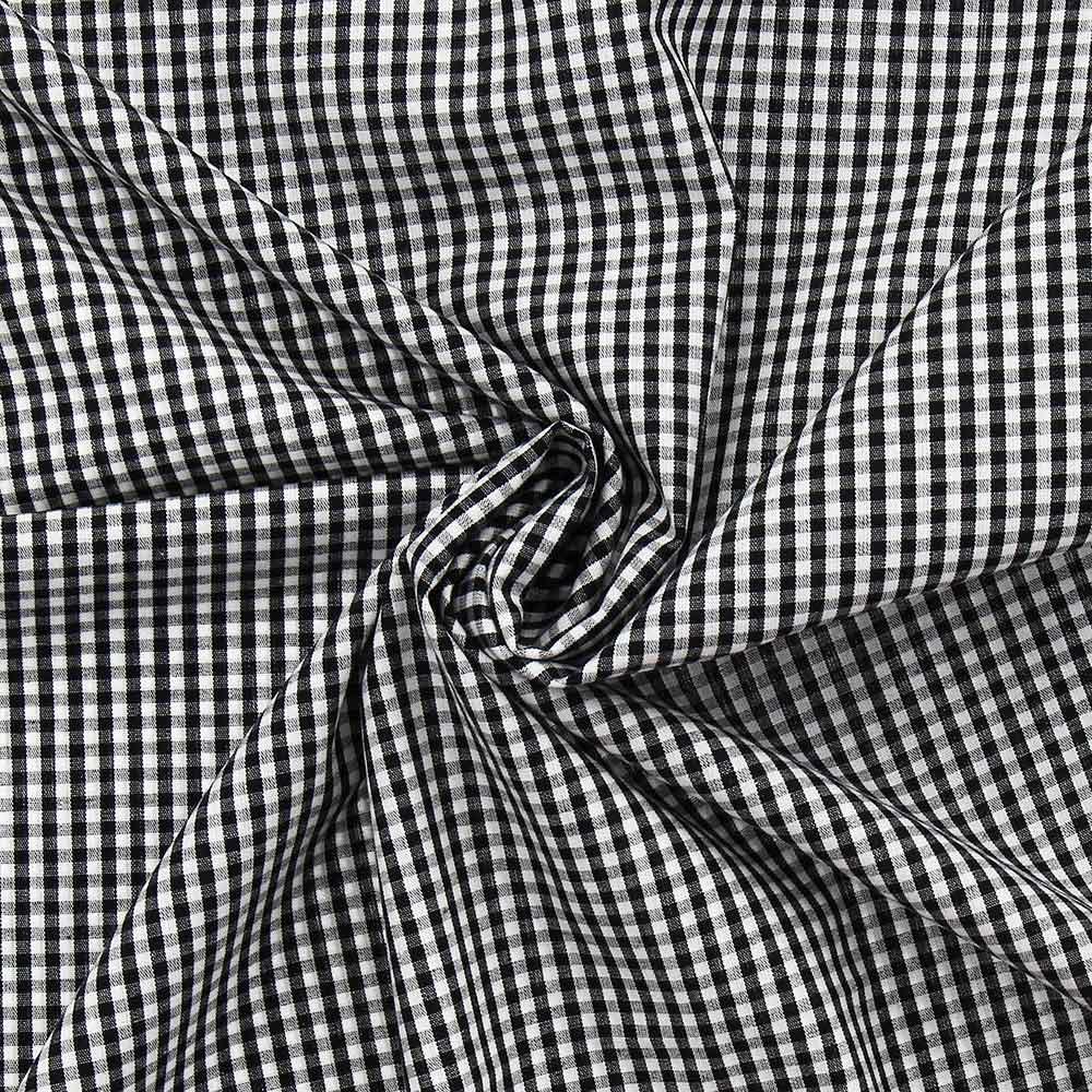 Tissu popeline de coton - Vichy petits carreaux - Noir