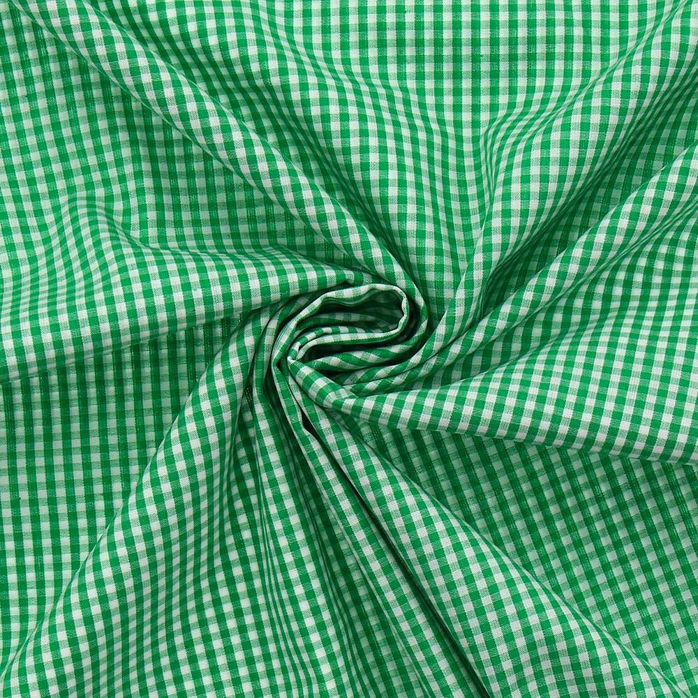 Cotton poplin fabric - Vichy Small tiles - Green