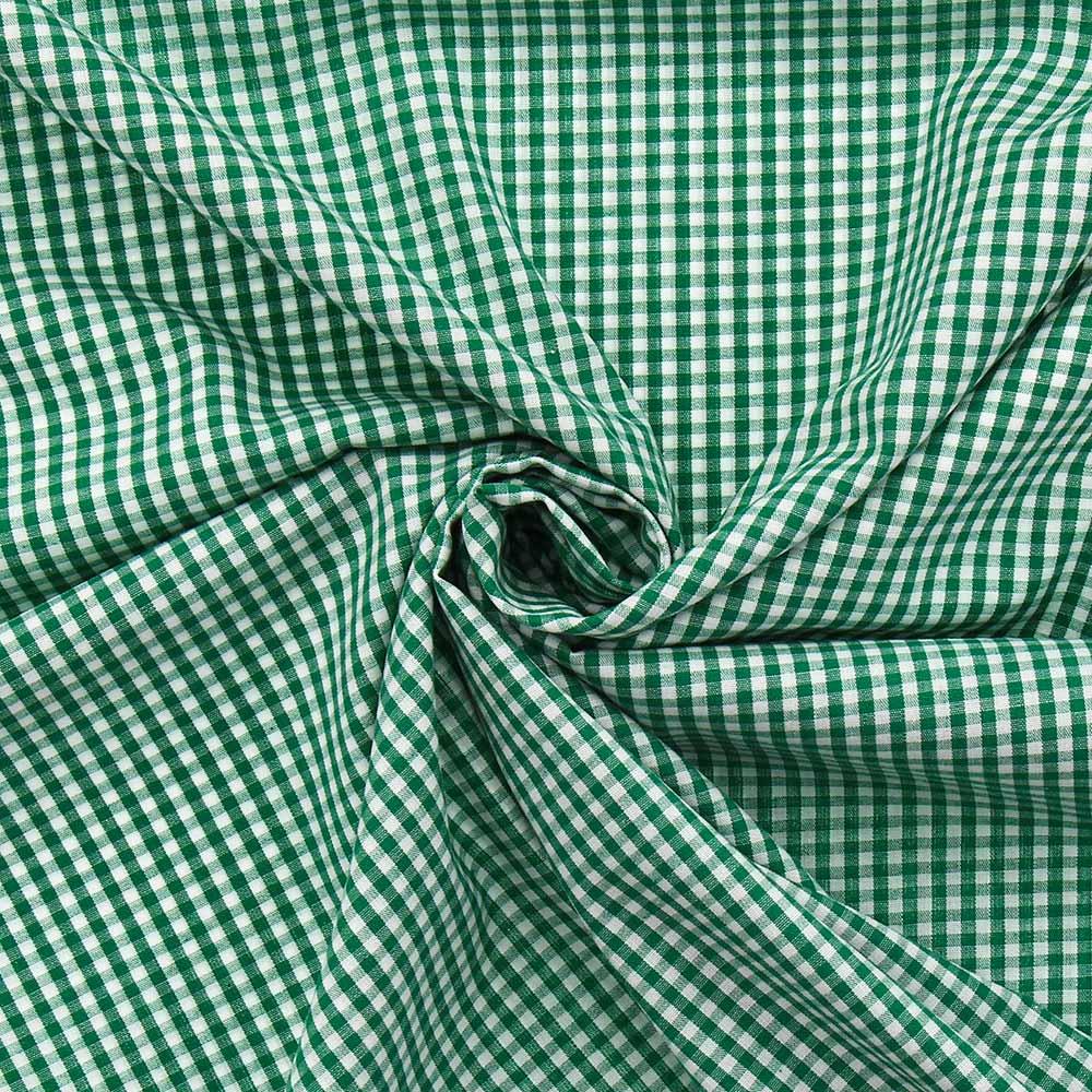 Cotton poplin fabric - Vichy Small tiles - Dark green