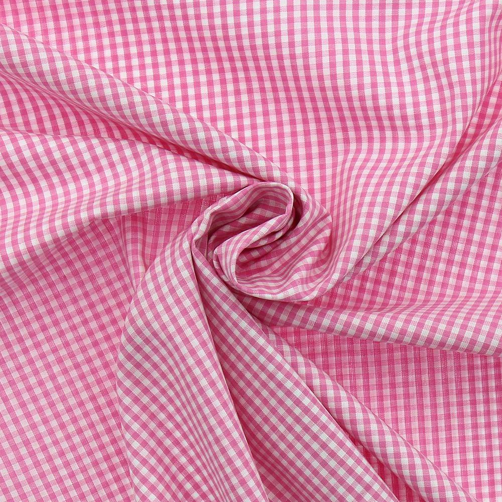 Cotton poplin fabric - Vichy Small tiles - Rose