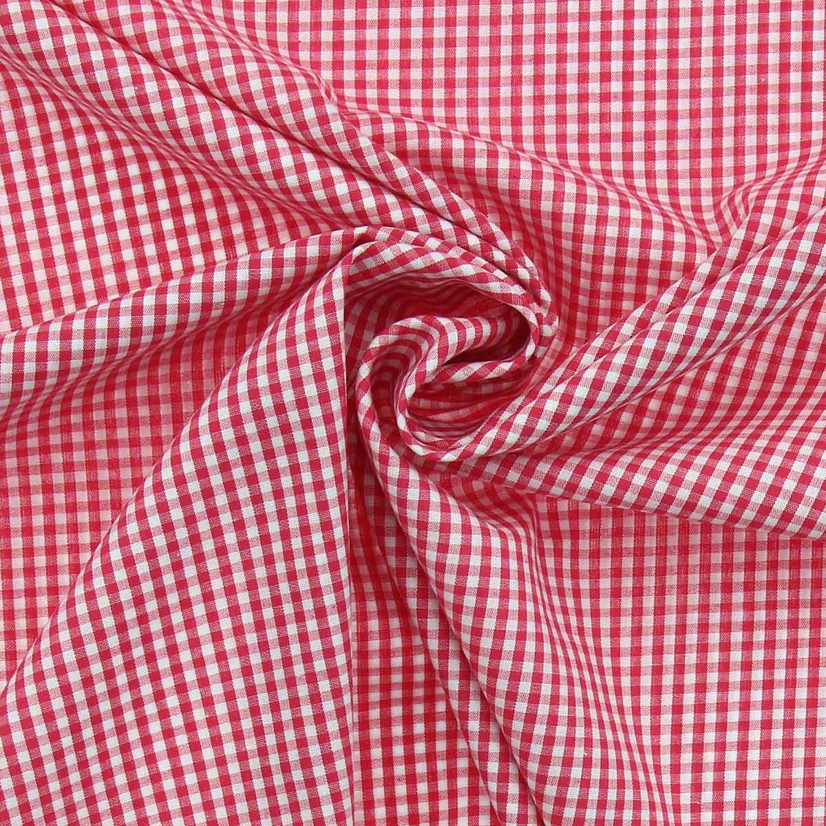 Cotton poplin fabric - Vichy Small tiles - raspberry