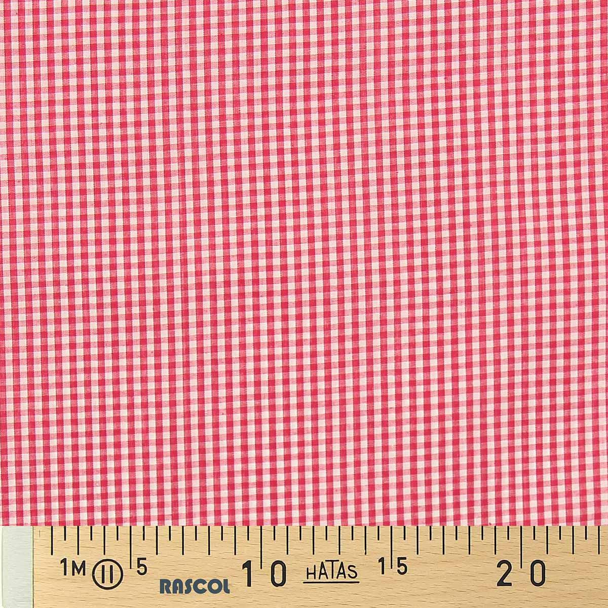 Cotton poplin fabric - Vichy Small tiles - raspberry