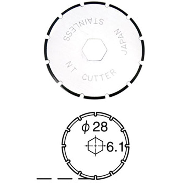 2 lames de rechange perforation pour cutter rétractable NT Cutter 28 mm