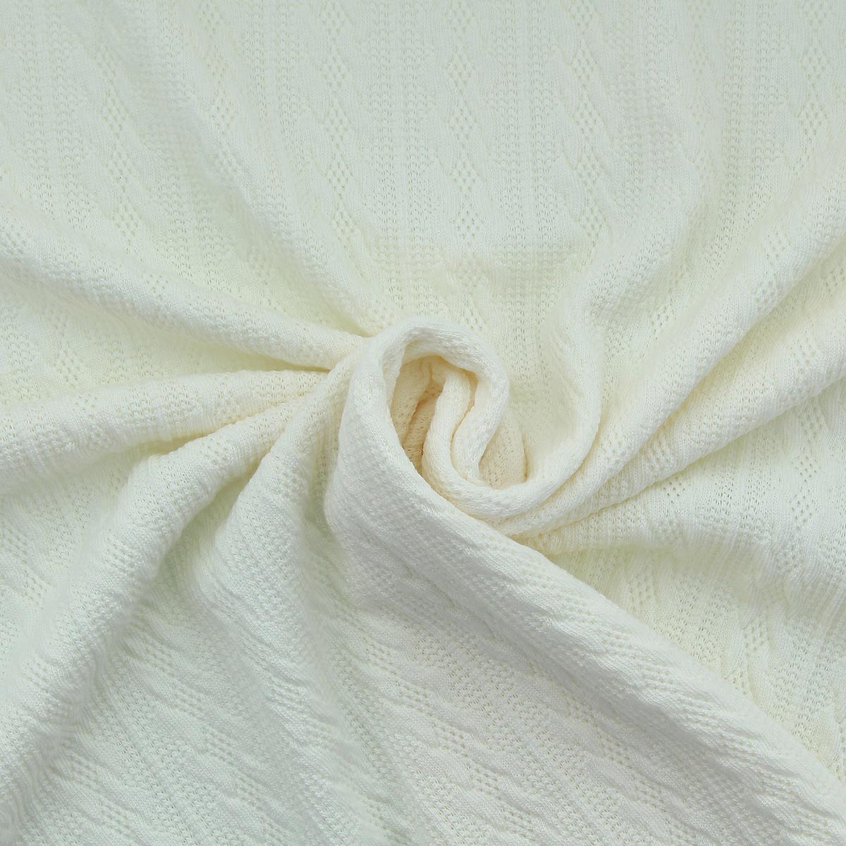 Tissu maille tricot jacquard - Blanc naturel