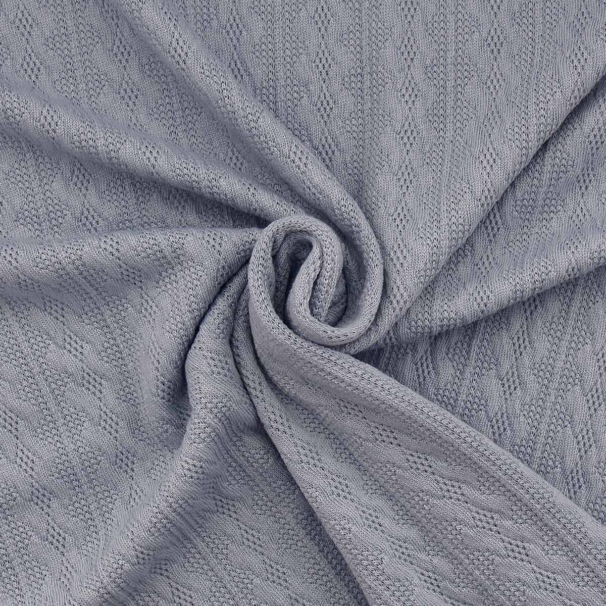 Tissu maille tricot jacquard - Gris bleu