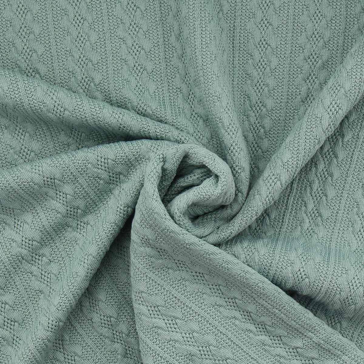 Tissu maille tricot jacquard - Vert de gris