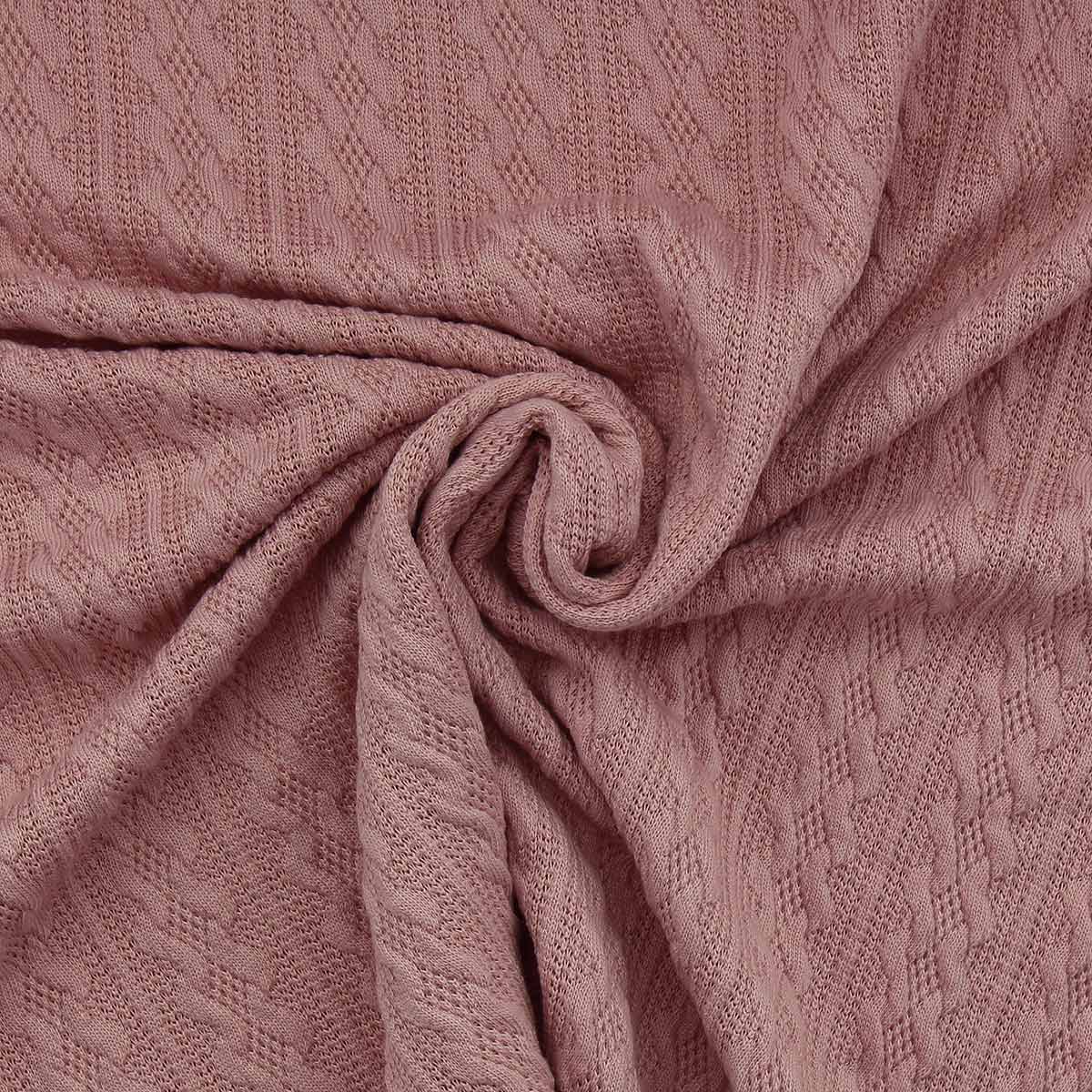 Tissu maille tricot jacquard - Vieux rose