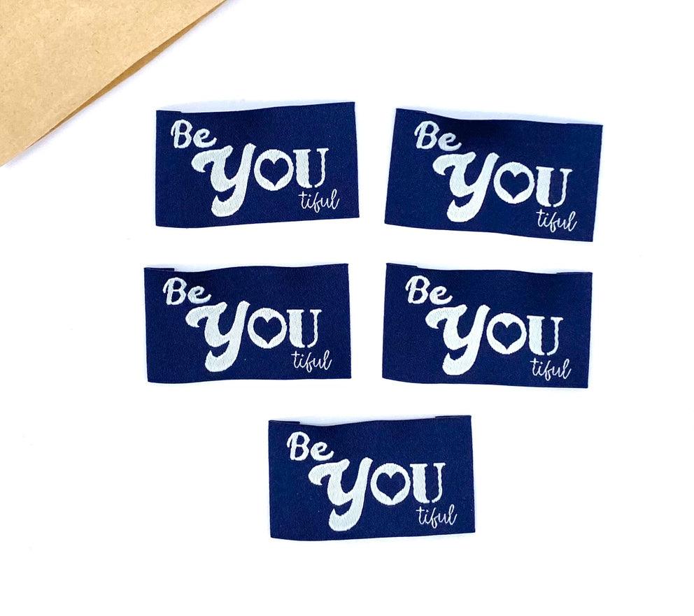 Set of 5 labels woven to sewing be you tiful