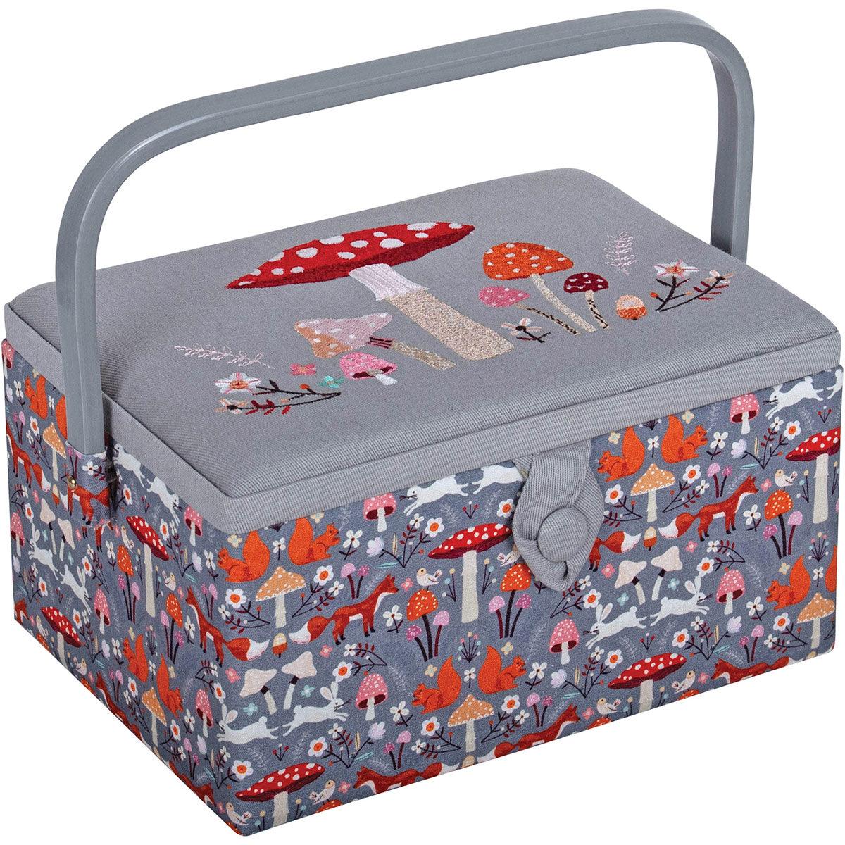 Sewing box with embroidery - mushrooms and foxes m