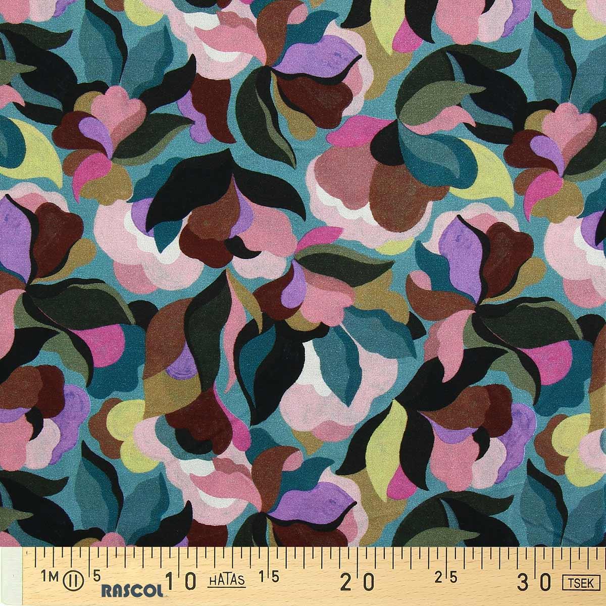 Fantasy viscose fabric - ABIVA Blue and pink stone