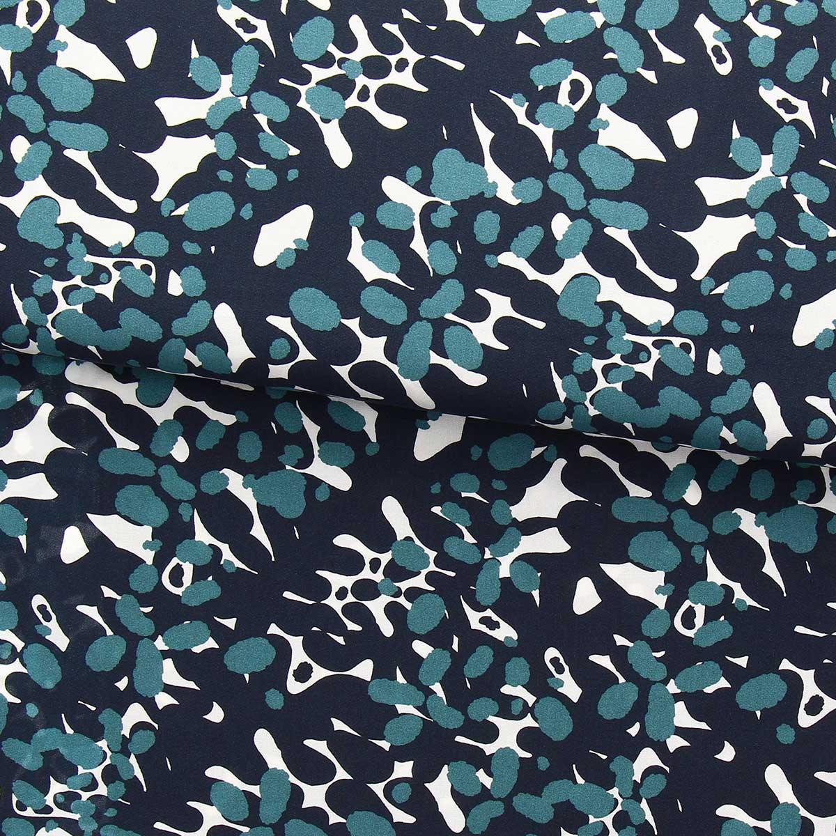 Fantasy viscose fabric - White and indigo Mowali