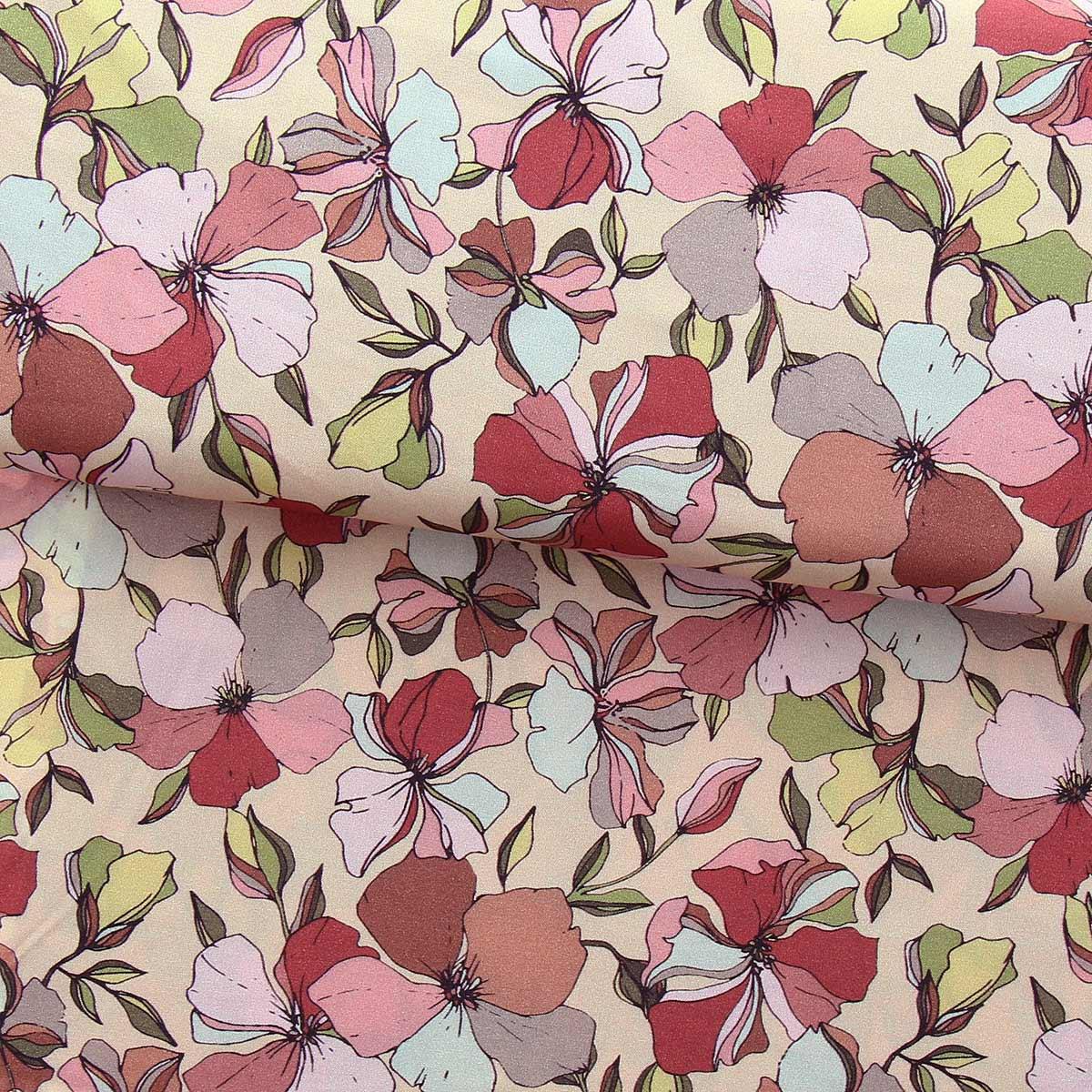 Fantasy viscose fabric - Yze apricot and pink