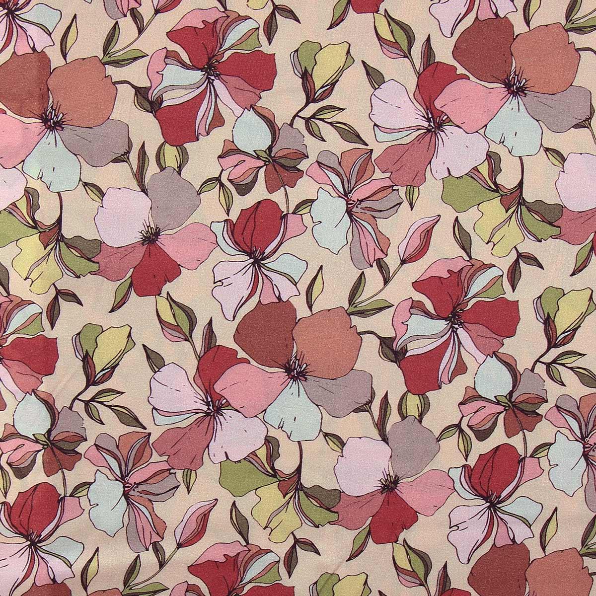 Fantasy viscose fabric - Yze apricot and pink