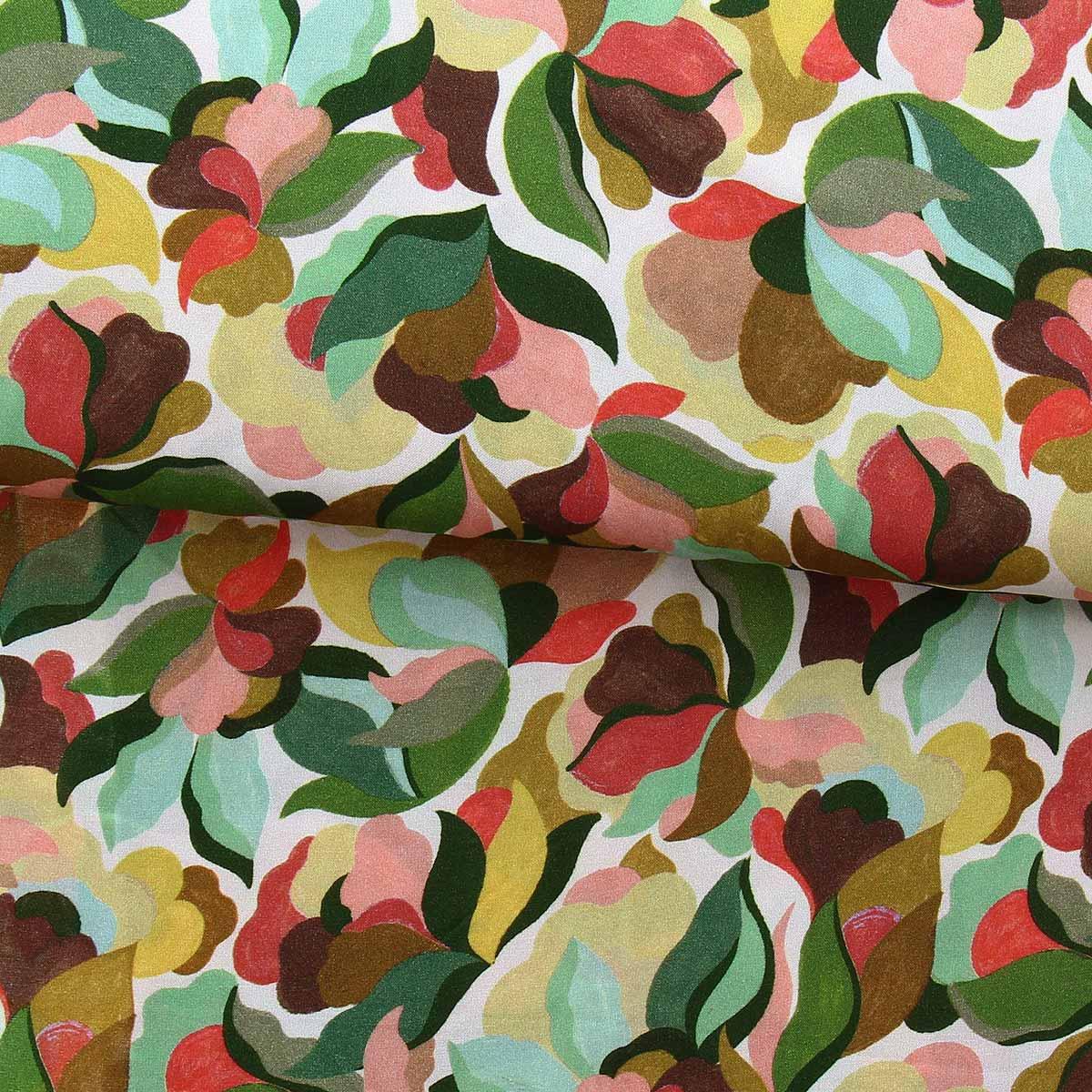 Fantasy viscose fabric - Petal and green abiva