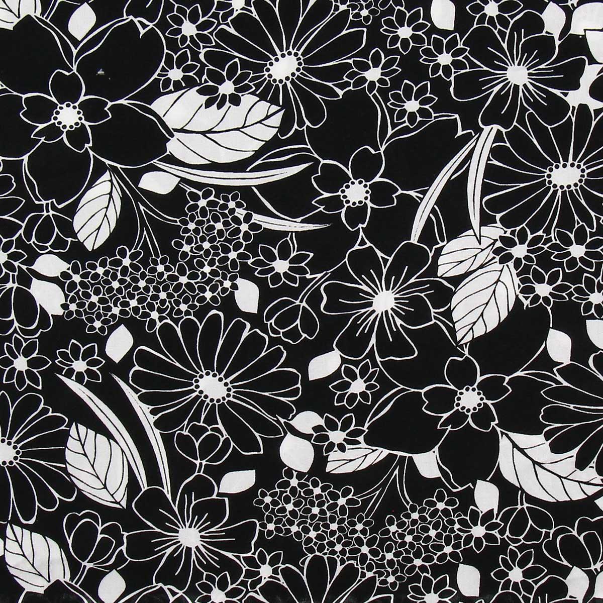 Tissu viscose fantaisie - Joelle noir et blanc