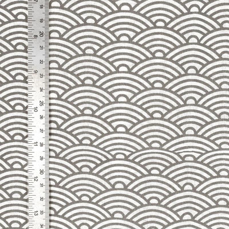 Tissu popeline de coton fantaisie - Japon gris