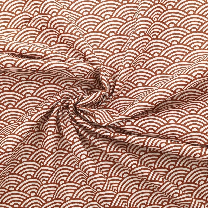 Tissu popeline de coton fantaisie - Japon marron