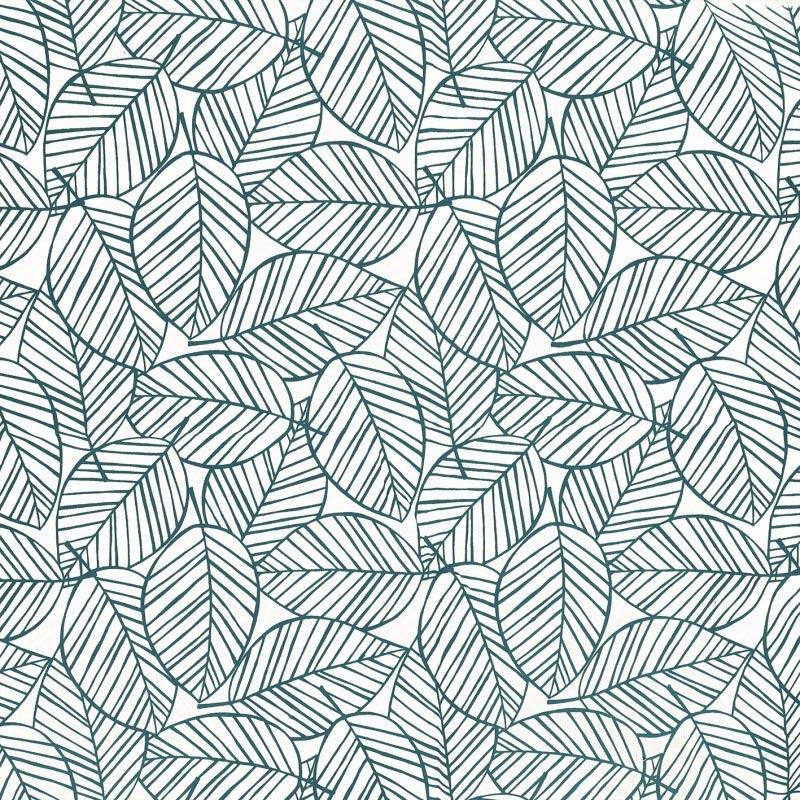 Fantasy cotton poplin fabric - blue leaf