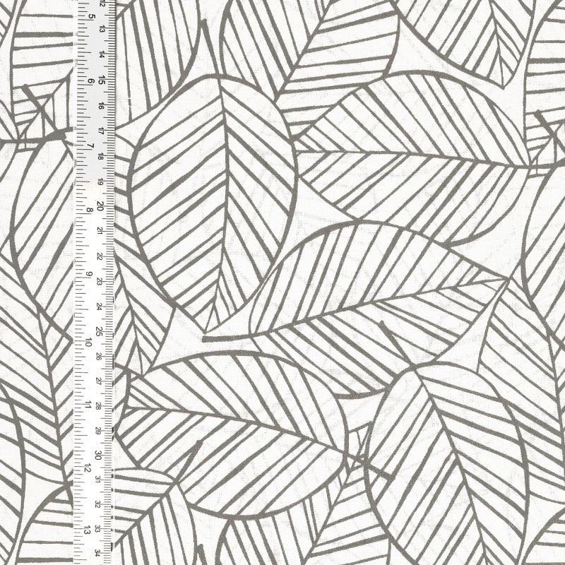 Fantasy cotton poplin fabric - gray leaf