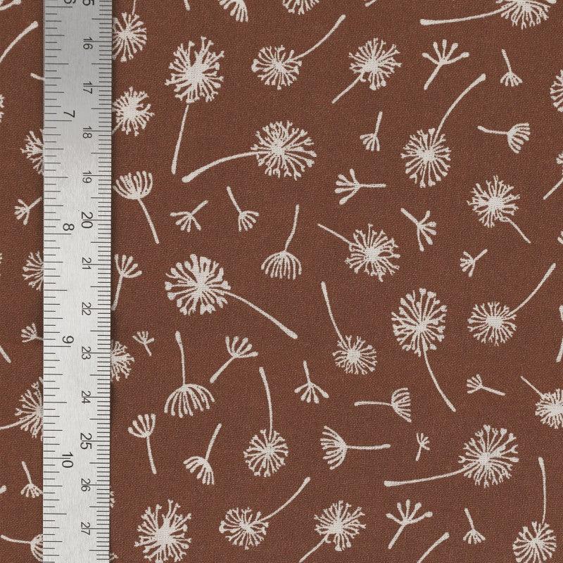 Tissu popeline de coton fantaisie - Ombelle marron