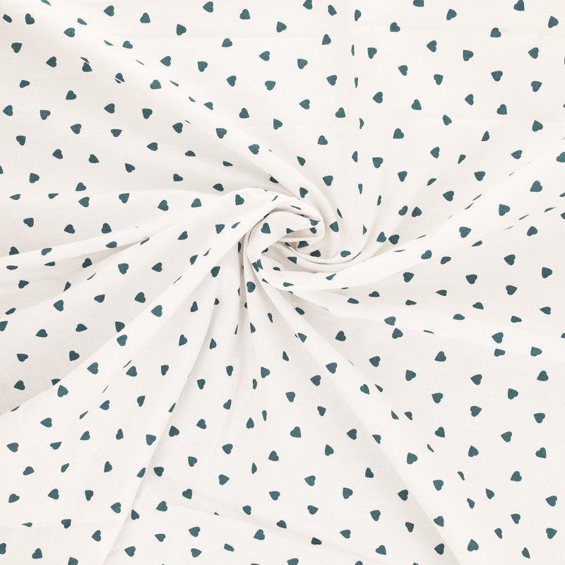 Fancy cotton poplin fabric - blue heart