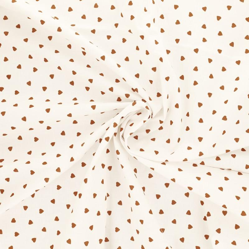 Fantasy cotton poplin fabric - brown heart