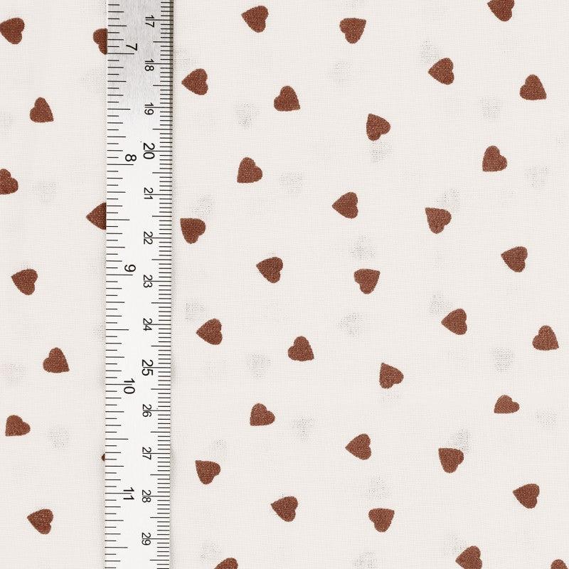 Fantasy cotton poplin fabric - brown heart