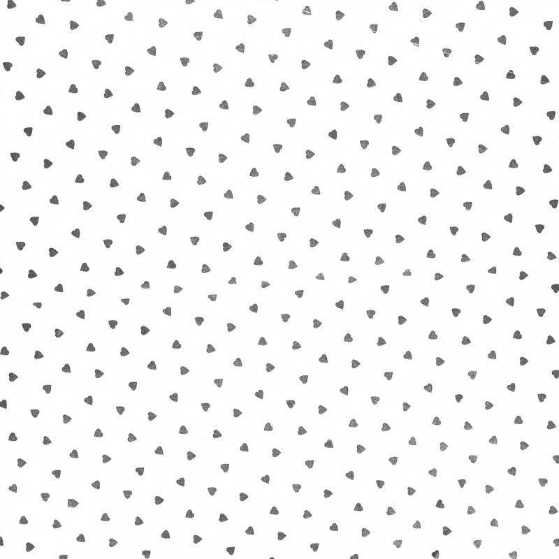 Fantasy cotton poplin fabric - gray heart