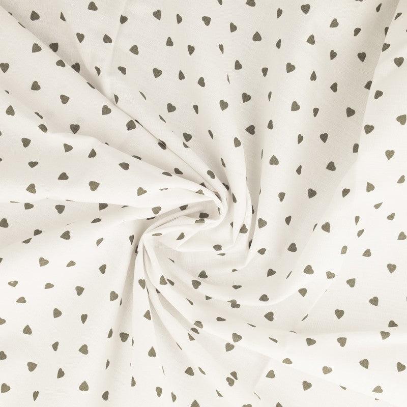 Fantasy cotton poplin fabric - taupe heart