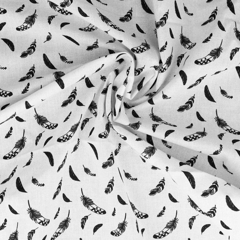 Fantasy cotton poplin fabric - Black feather