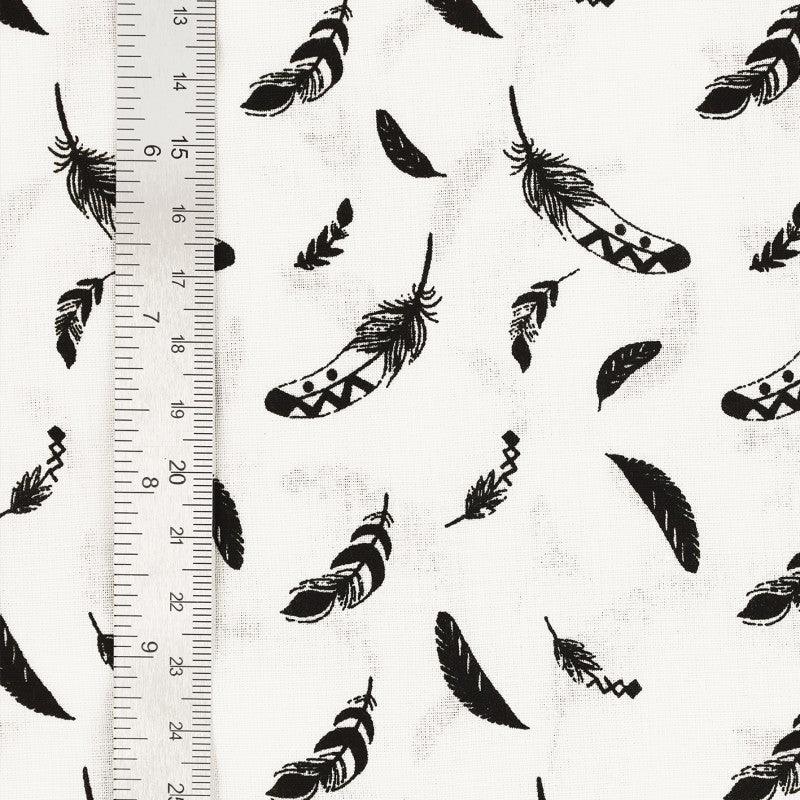 Fantasy cotton poplin fabric - Black feather