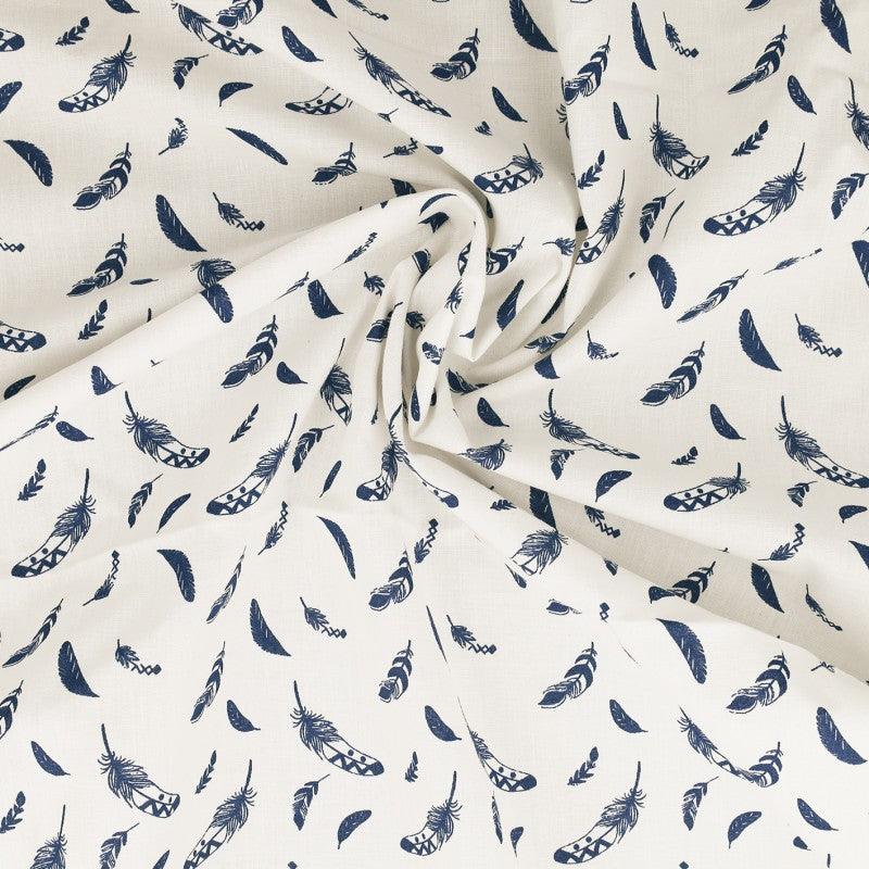 Fantasy cotton poplin fabric - Indigo feather