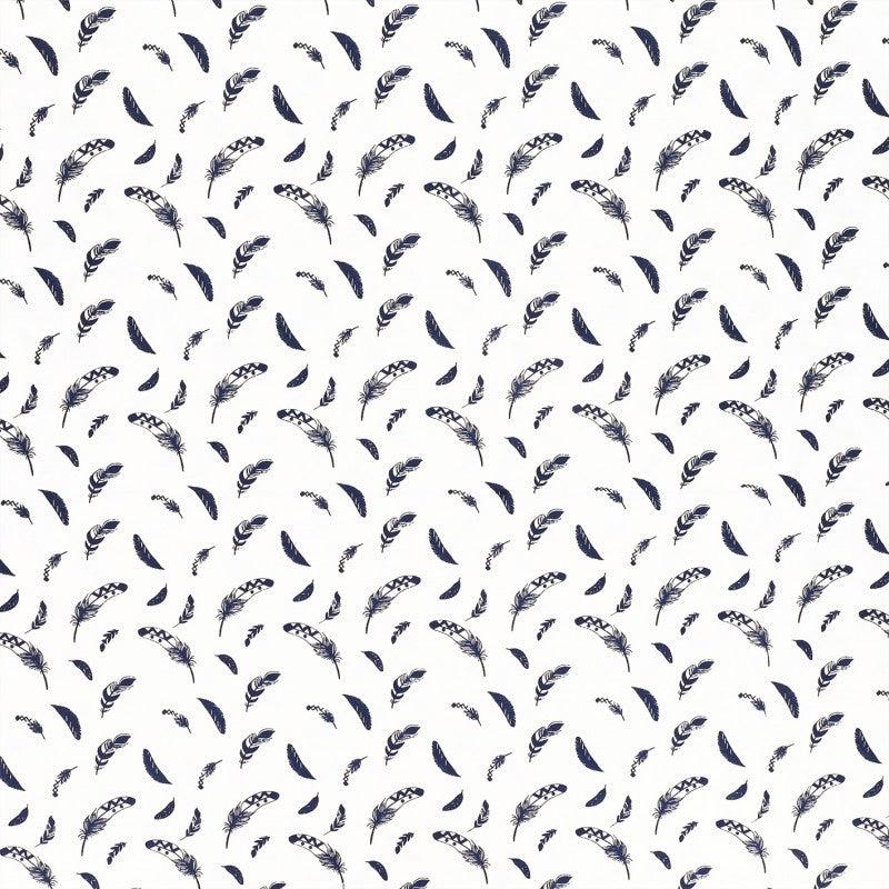 Fantasy cotton poplin fabric - Indigo feather