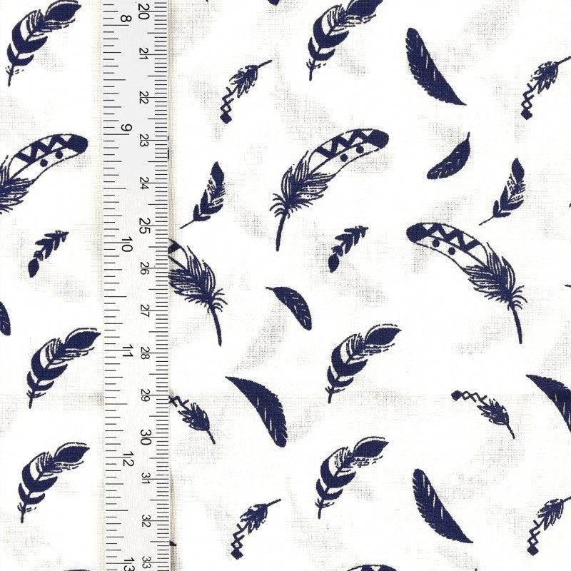 Fantasy cotton poplin fabric - Indigo feather