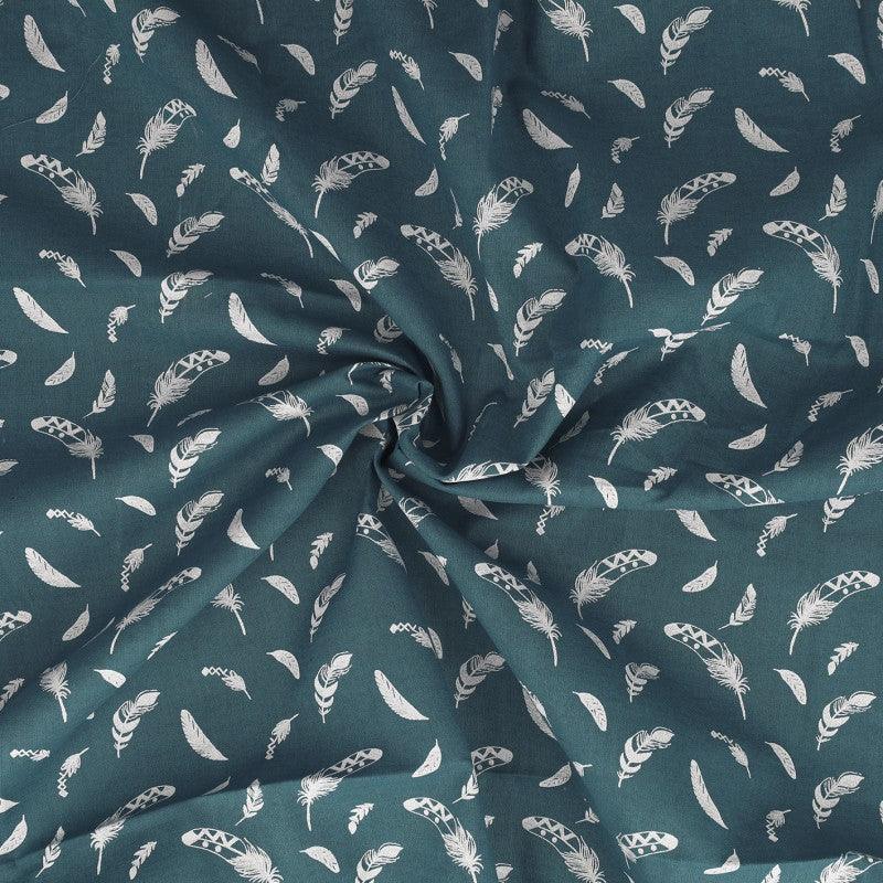 Fantasy cotton poplin fabric - Blue feather