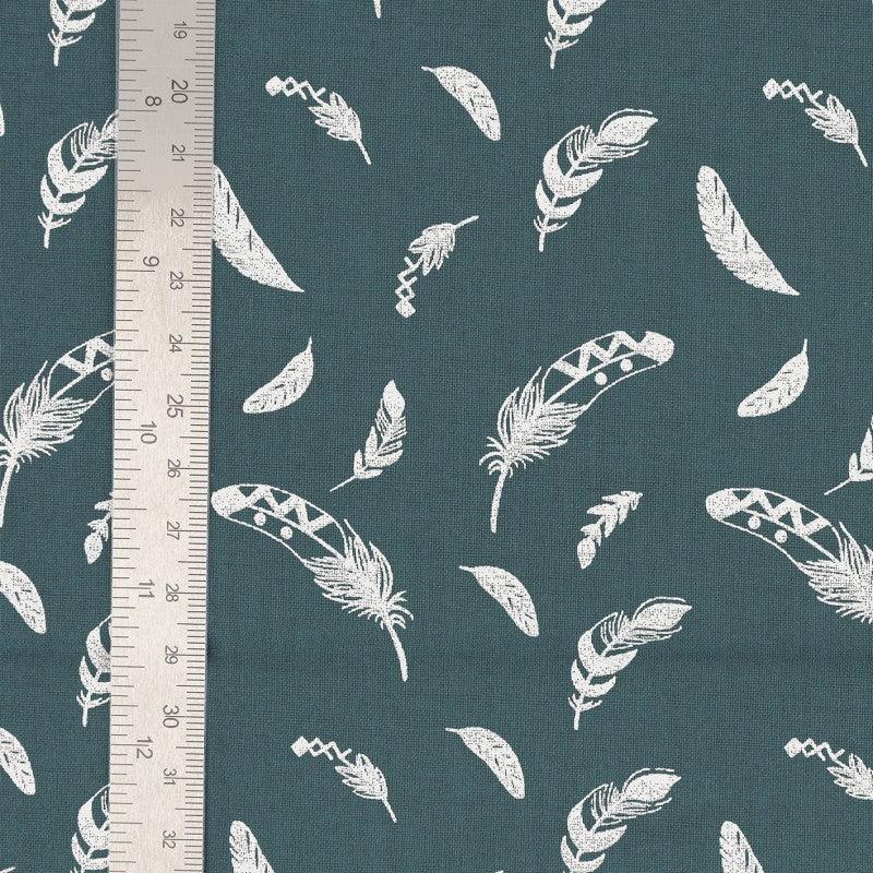 Fantasy cotton poplin fabric - Blue feather