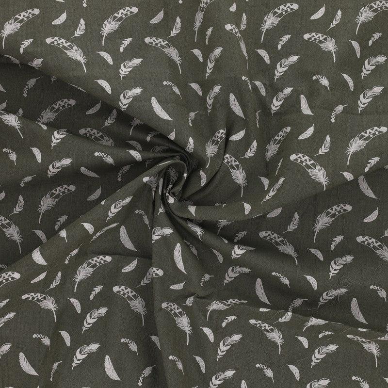 Fantasy cotton poplin fabric - Khaki feather