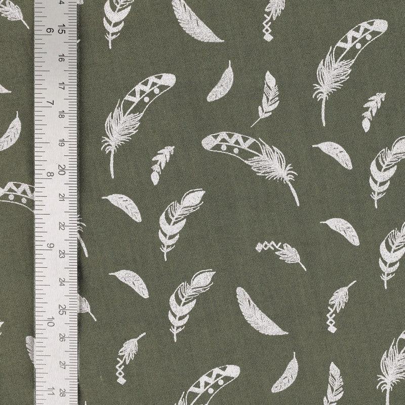 Fantasy cotton poplin fabric - Khaki feather