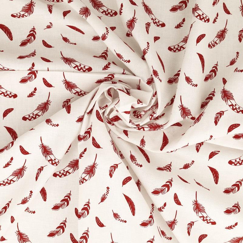 Fantasy cotton poplin fabric - Red feather