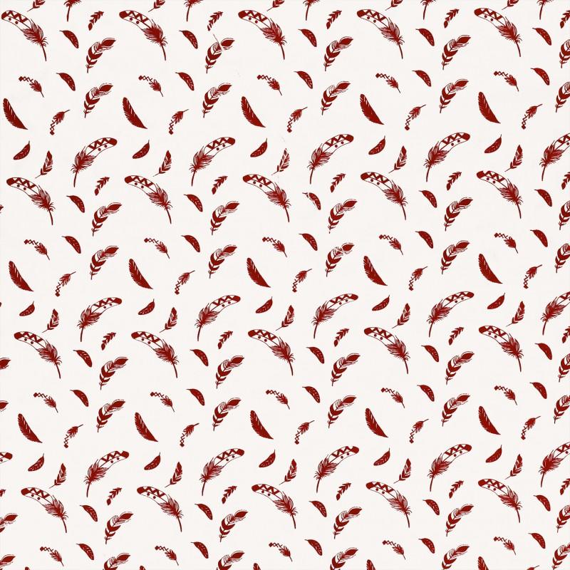 Fantasy cotton poplin fabric - Red feather