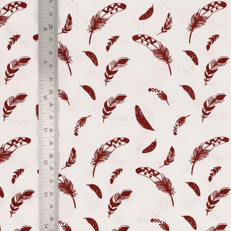 Fantasy cotton poplin fabric - Red feather