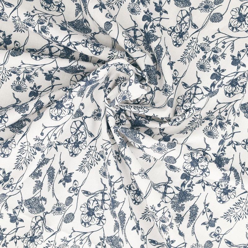 Fantasy cotton poplin fabric - Nadine Indigo