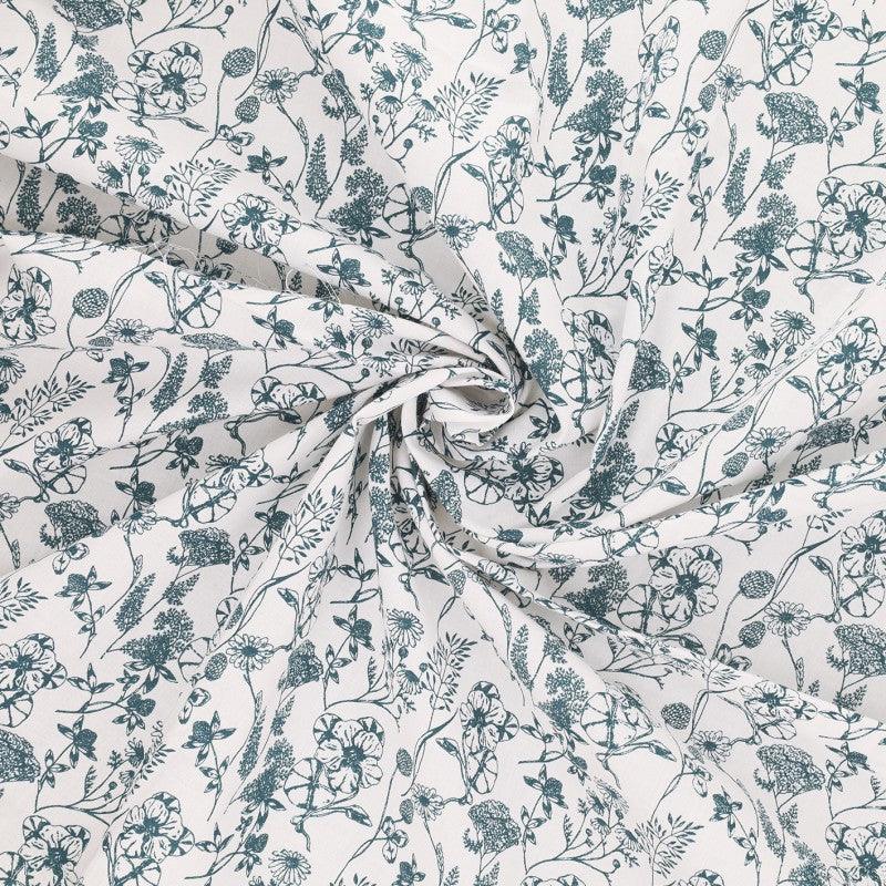 Fantasy cotton poplin fabric - Nadine Bleu