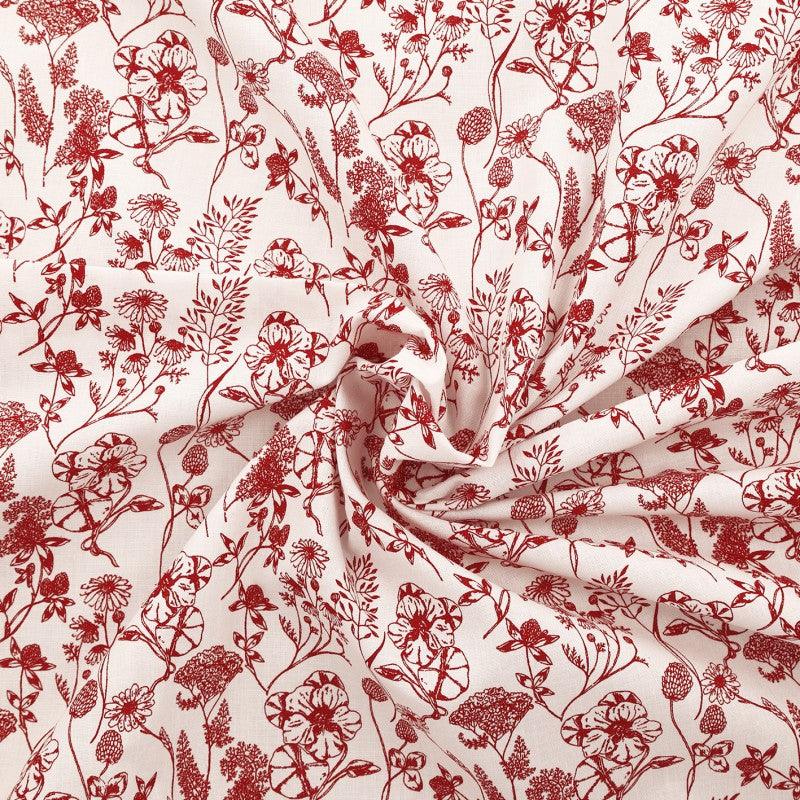 Fantasy cotton poplin fabric - Red Nadine