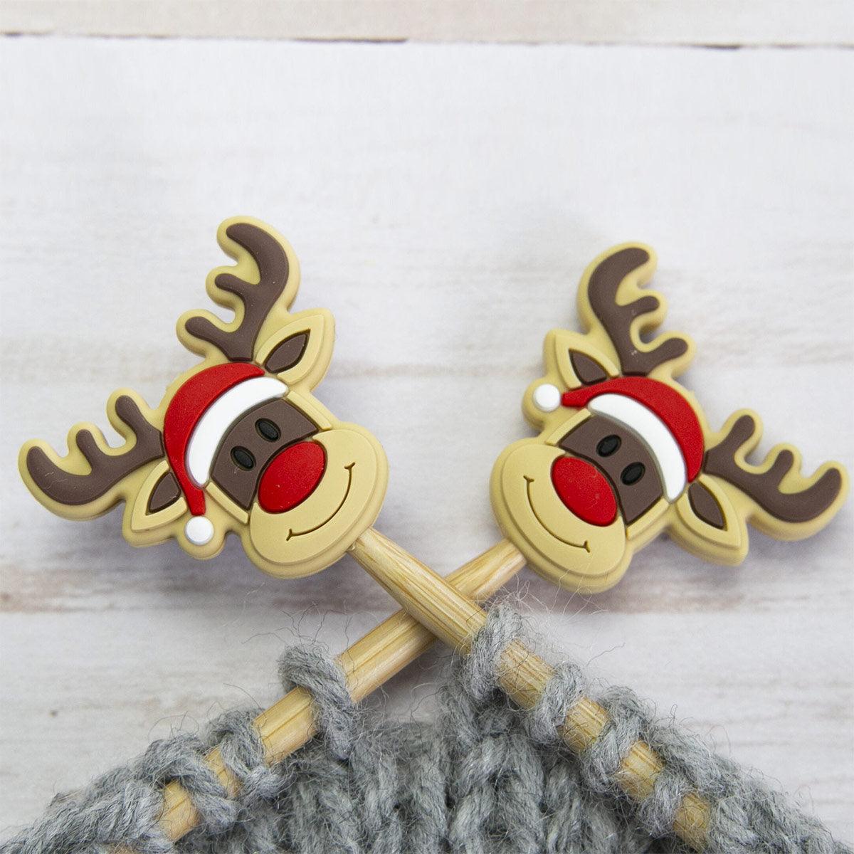 Candle stops for knitting needles - reindeer