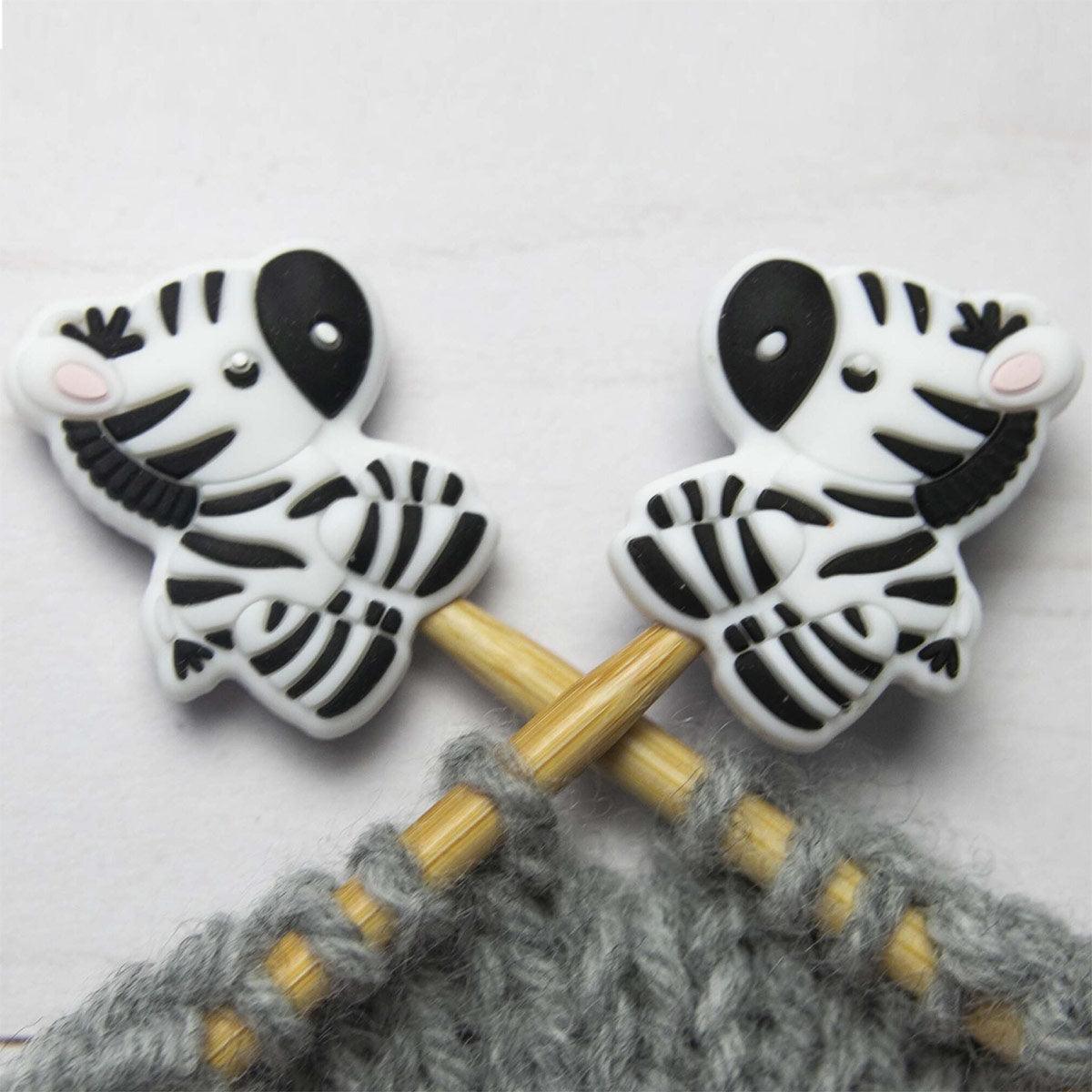 Candling stops for knitting needles - zebra