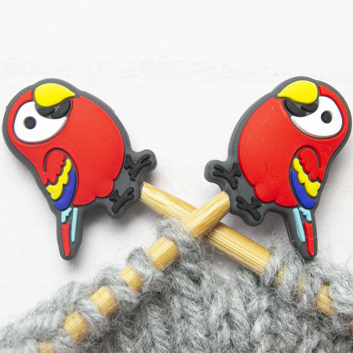 Candle stops for knitting needles - parrot